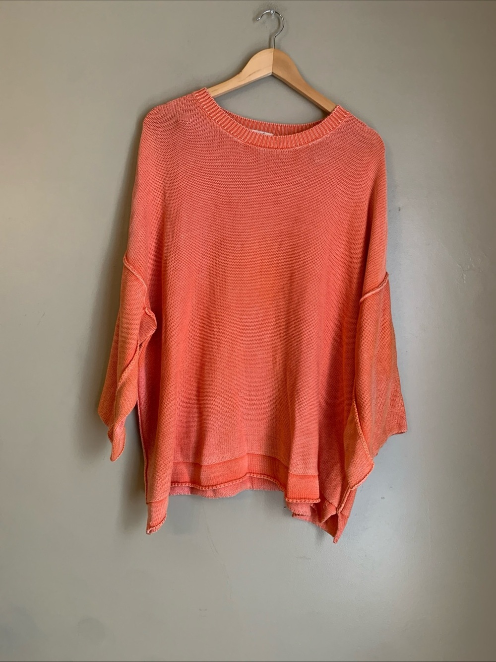 Easel Chunky Knit Sweater Women 2x Short Sleeve Oversized Casual Orange Peach